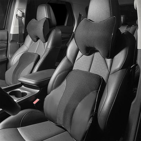Lumbar Support and Car Neck Pillow for Office Chair and Car Seat Softness Memory Foam Erognomic Seat Cushion