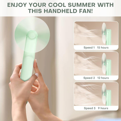 Nezylaf Handheld Mini Fan, Portable Small Pocket Fan, Rechargeable Personal Fan with Power Bank 2000mAh, Travel