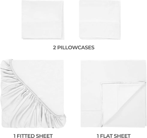 400 Count Set, 1 1 2 Superior Egyptian Cotton Thread Bed Sheet Elastic Deep Pocket Fitted Sheet, Flat Sheet