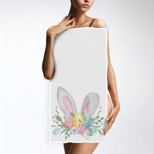 Pfrewn Easter Bunny Ears Hand Towels, 16x30 in Spring Flowers Colorful Eggs Bathroom Towel for Happy Easter