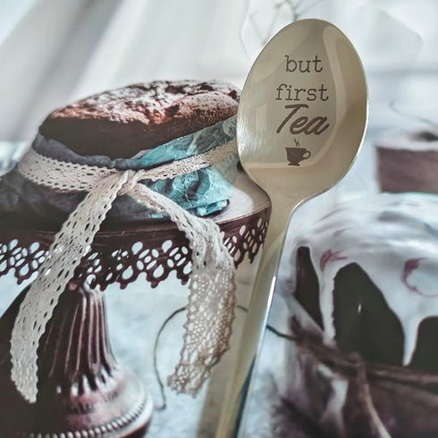 Christmas Birthday Spoon Gifts for Tea Lovers, But First Tea Spoons for Grandma Dad Tea Lover Gifts