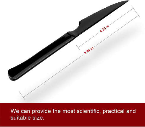 Ultra-Sharp Black Steak Knives Set, 6-Piece Stainless Steel Dinner Knives, Serrated Best Chef Knife