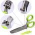 Herbal Scissors Stainless Steel 5 Blade Kitchen Scissors, Mince Fresh Herbs & Leafy Greens, Green