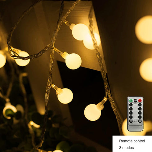 19.6FT 40LEDs ZIMINGU LED Ball String Lights, Globe Waterproof Fairy String Lights with Remote Control USB Powered