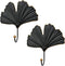2pcs Modern Iron Single Hooks, Leaf Decoration Style for Wall Mounted Coats, Hats, Handbags, Home Decor (6in Black)