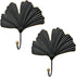 2pcs Modern Iron Single Hooks, Leaf Decoration Style for Wall Mounted Coats, Hats, Handbags, Home Decor (6in Black)
