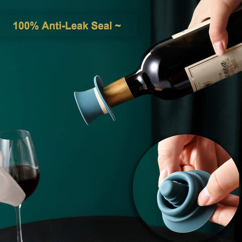 Funny Silicone Wine Stopper Caps Set - Reusable Wine Corks for Bottles, Magic Preserver Gift for Wine Lovers