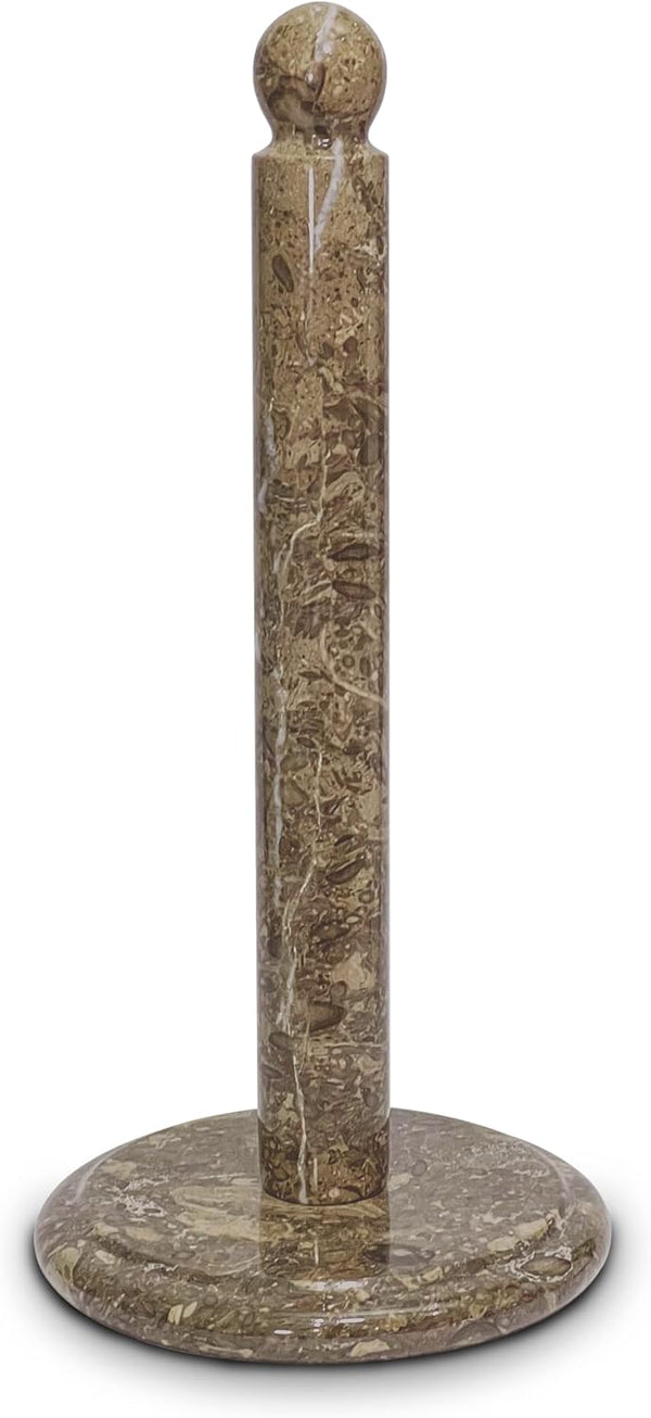 TheWolfard Handmade Fossil Grey Marble Paper Towel Holder Natural Stone Stand with Subtle