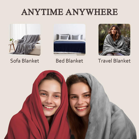 50"x60" 300GSM Cozy LaSyL Fleece Throw Blanket for Couch Dark Blue - Soft Plush Fuzzy Flannel Blanket - Lightweight