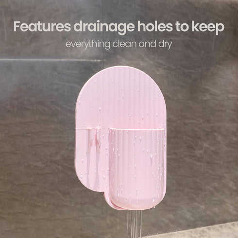 Silicone Toothbrush and Razor Holder, Reusable Shower Caddy with Suction Cup, Suitable for Wall or Mirror Use, Bathroom