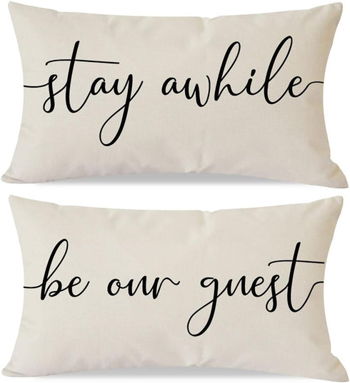 Pandicorn Farmhouse Pillow Covers 12x20, Set of 2 Rustic Decorative Lumbar Pillow Covers for Living Room Bedroom