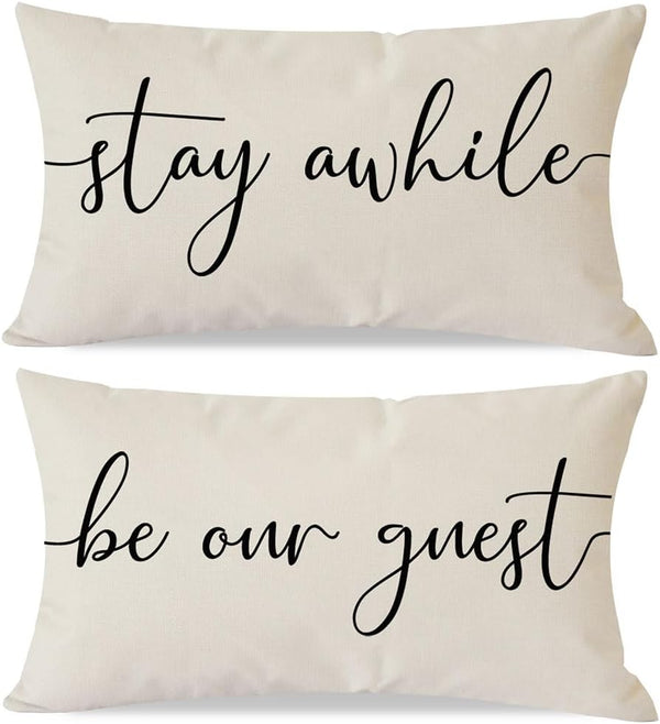 Pandicorn Farmhouse Pillow Covers 12x20, Set of 2 Rustic Decorative Lumbar Pillow Covers for Living Room Bedroom