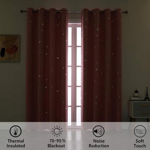 Grommet 2 pink/52Wx72L SMILE WEAVER Pink Kids Curtains for Girls Bedroom Silver Print Window Drapes Soft Thick Thermal