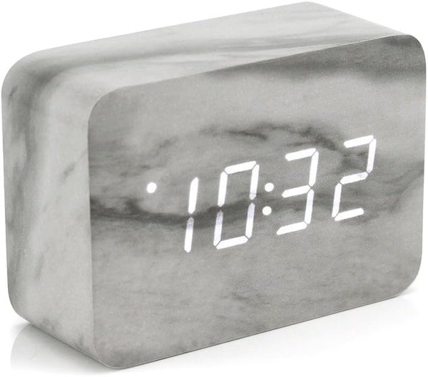 OCT17 Marble Pattern Alarm Clock, Multi-Function LED Digital Clock with USB Power Supply