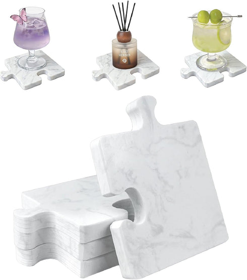 Aturalux Marble Coasters Set of 4, Luxury Aesthetic Modern Decor for Coffee Table,