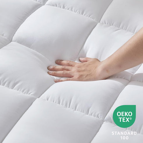 CozyLux Queen Mattress Pad 450GSM Cotton Cover, Deep Pocket Mattress Topper, Non-Slip Breathable and Soft Quilted