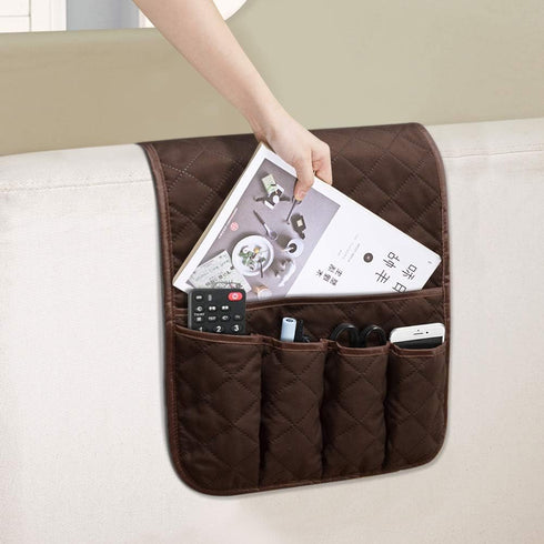 Sofa Armrest Organizer, Non-Slip Bedside Caddy Storage for Recliner Couch, 5 Pockets for Cell Phone, TV Remote