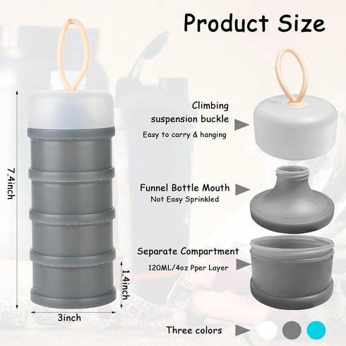 3 Packs Protein Powder Storage Containers - Stackable Formula Dispenser for Travel, Fitness, and Workout (Pink, White,