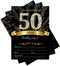 50th Birthday Party Invitations, 5x7 Black & Gold Cards with Envelopes and Gold Metallic Pen (Pack of 25)