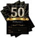 50th Birthday Party Invitations, 5x7 Black & Gold Cards with Envelopes and Gold Metallic Pen (Pack of 25)