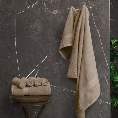 8 Set, 2 2 4 600 100% Avalon Towels Luxury Piece Beige Towels Bath Towels, Hand Towels and Washcloths, GSM Ring Spun