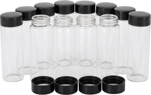 30ml Glass Spice Jars 12 PCS, Small Empty Seasoning Containers for Camping, Coffee Bean Sample Vials Bottles