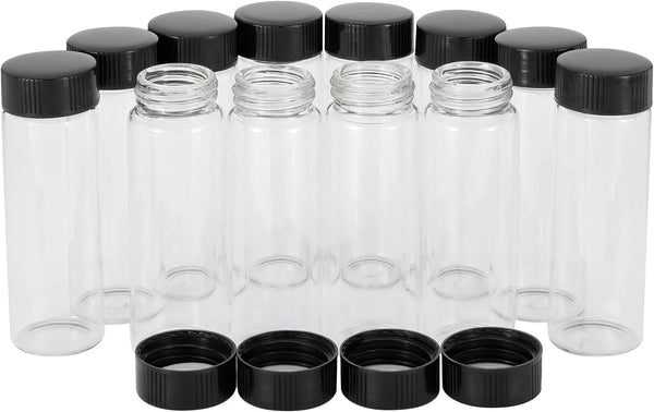 30ml Glass Spice Jars 12 PCS, Small Empty Seasoning Containers for Camping, Coffee Bean Sample Vials Bottles