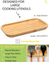 Large Wooden Spoon Rest, 9.7'' Stove Top Bamboo Spoon Holder, Kitchen Counter Cooking Utensils Rest, Farmhouse Small Food Serving Tray for Spatulas, Spoons,Turners, Ladles and Teaspoons