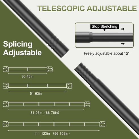 Curtain Rods for Windows 48 to 84, Blackout Wrap Around Telescoping Rod for Sliding Door Bedroom Kitchen