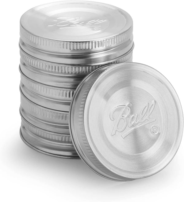 Ball Jar Regular Mouth Stainless Steel One-Piece Mason Jar Lids, Silver