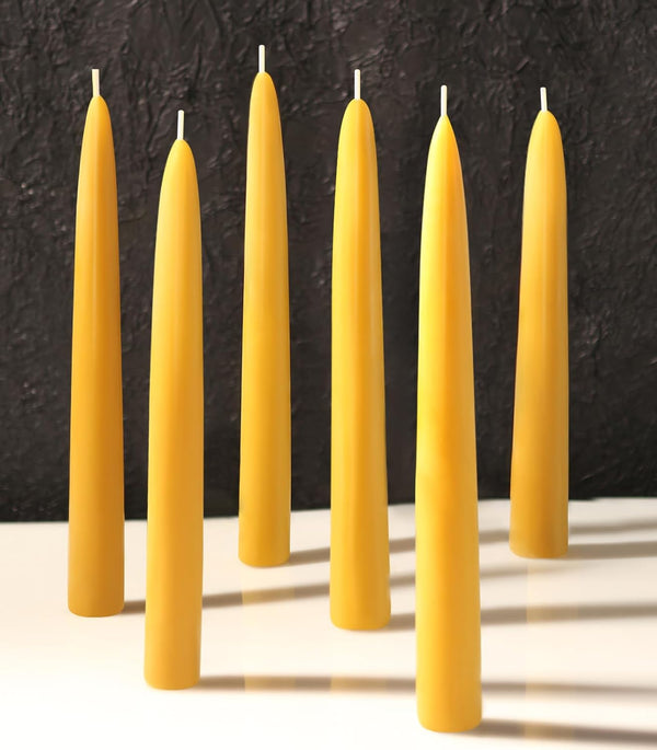 6 Packs Natural Beeswax Taper Candles - 8 inch Smokeless and Dripless Candles with 8 Hour Burn Time for Home Decor