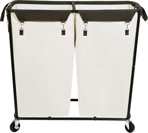 280L 2-Compartment Commercial STO STO Rolling Industrial Laundry Hamper with Wheels, Extra Large Laundry Sorter, Heavy