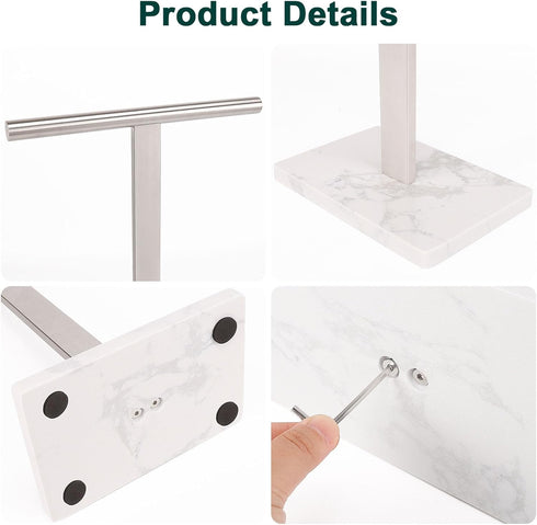 Hand Towel Holder, T-Shape Free-Standing Towel Bar for Bathroom Kitchen Countertop, 304 Stainless Steel (16IN-Marble