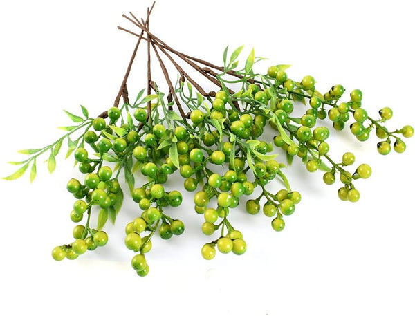 HUIANER Artificial Berries, 6 Pcs Simulation Flowers Lifelike Greenberry with Stems Fake