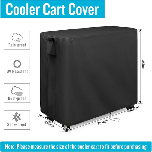 89.8 38''L x24''W x35''H Kingling Cooler Cart Cover for Keter Quart Patio Cooler Cart, Waterproof Outdoor Cooler Cart