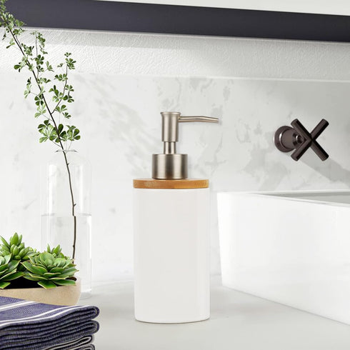 Ceramic Soap Dispenser, Hand Soap Dispenser Refillable Liquid for Kitchen and Bathroom (White)