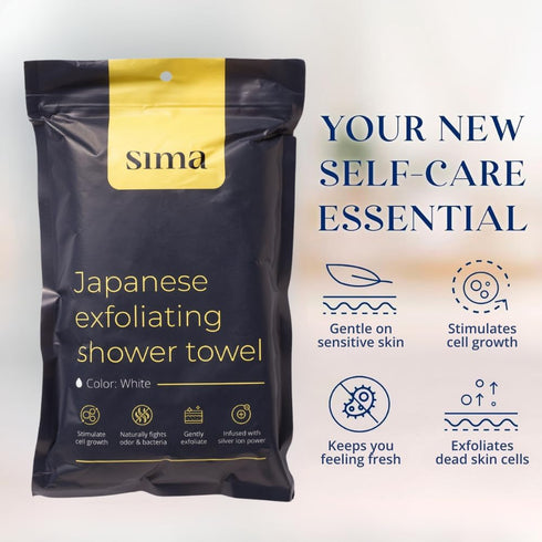 2 3 Pack) Sima Brand Exfoliating Washcloth Face & Body Scrub Towel - Japanese Exfoliating Towel with Hexagon Fibers