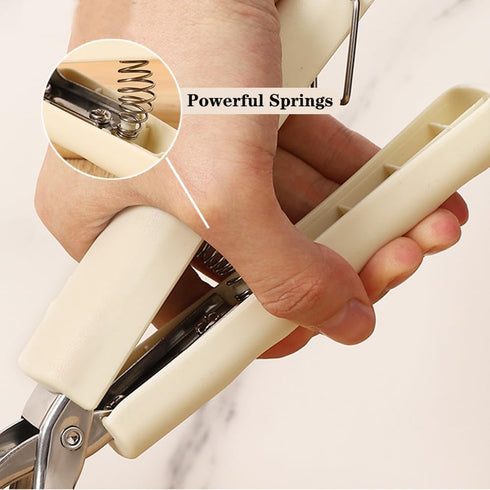 Hot Plate Gripper, UNOSCHRIM Stainless Steel Bowl Clip Set, 2 Piece Folding Hot Dish Plate Clip, Off-white
