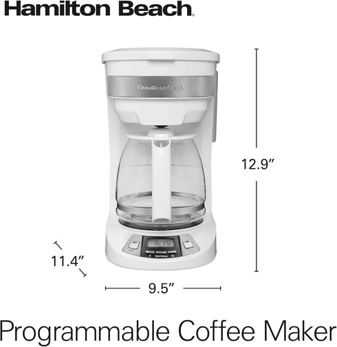 12 Programmable (46294J) Hamilton Beach Cup Drip Coffee Maker Machine, Regular & Bold Brew Options, Auto Pause