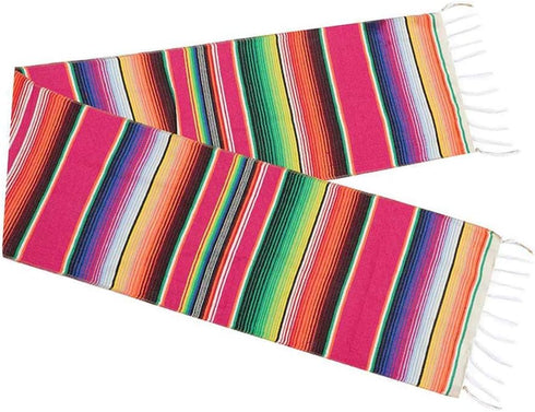 Mexican Table Runner, 14 x 84 Inch Serape for Party Wedding Decorations, Fringe Cotton