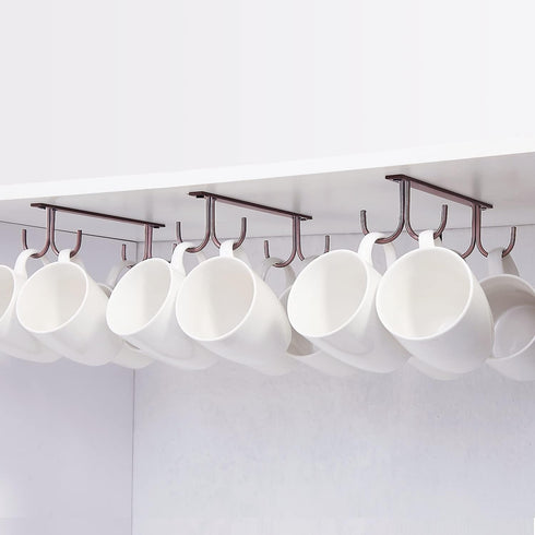 FOMANSH Mug Rack Under Cabinet - Coffee Cup Holder, 12 Mugs Hooks Under