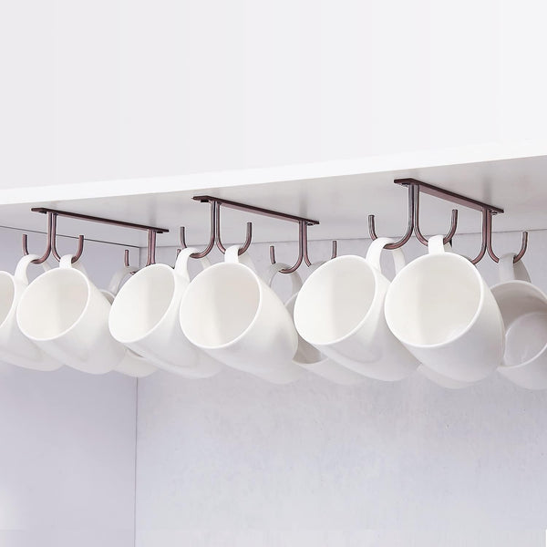 FOMANSH Mug Rack Under Cabinet - Coffee Cup Holder, 12 Mugs Hooks Under