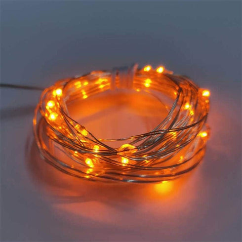 4 Pack Battery Operated Dewdrop LED Lights, Indoor Mini Fairy Lights with Timer for Holiday Decoration (Orange)
