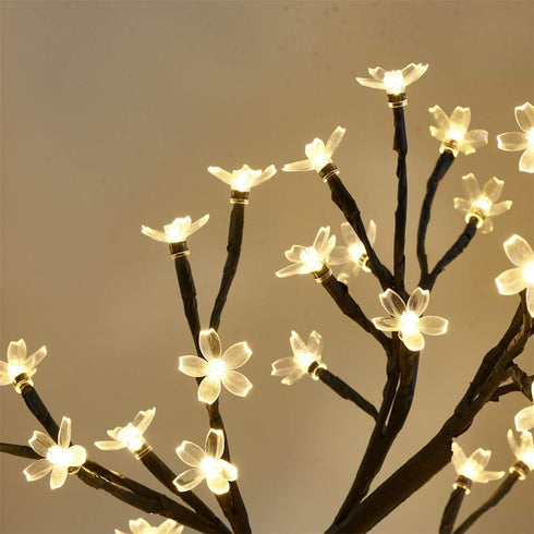 PEIDUO 17.5 Inch Lighted Cherry Blossom Tree, 48 Warm White Lights for Christmas Indoor Home Decor, Tabletop Night Light
