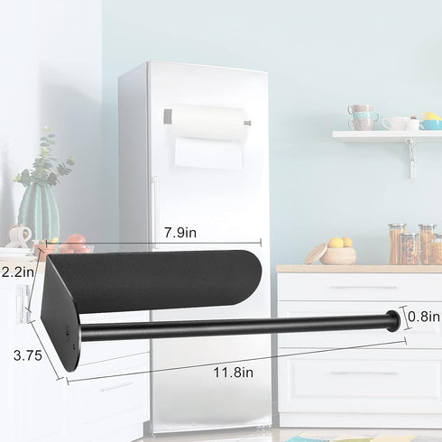 Kitchen Magnetic Stainless Steel Paper Towel Holder for Refrigerator, Grill, Toolbox (Magnetic-30cm-Black-B)