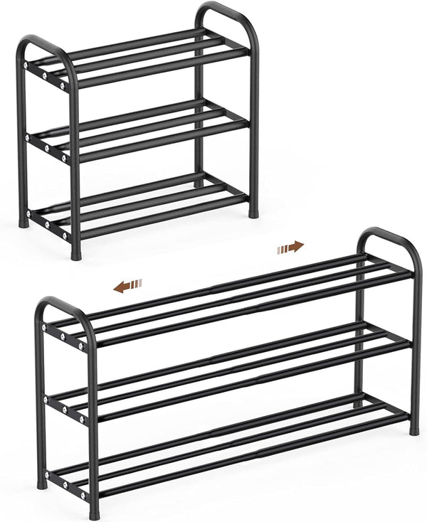 Expandable Shoe Rack, 3 Tier Adjustable Shoe Organizer Shelf for Closet,Slim Narrow