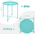 4 Garden you End Table Metal Side Table Green Round Folding Tray Cyan Sofa Small Accent Fold-able Table, Round End
