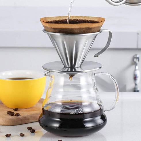MERMOO YILAN Pour Over Coffee Dripper, Stainless Steel Reusable Cone Coffee Filter for Home Cafe