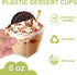 150 Pack 8oz 50, Square Plastic Dessert Cups with Dome Lids and Mini Gold Spoons, Clear Yogurt Parfait Cups Serves