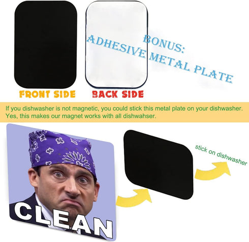 Michael Scott Prison Mike Dishwasher Magnet, Clean Dirty Sign Sticker, Double-Sided Flip with Metal Plate
